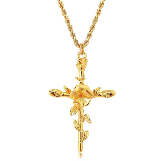 December Flower Necklace Cross Necklace - Taper Supplies