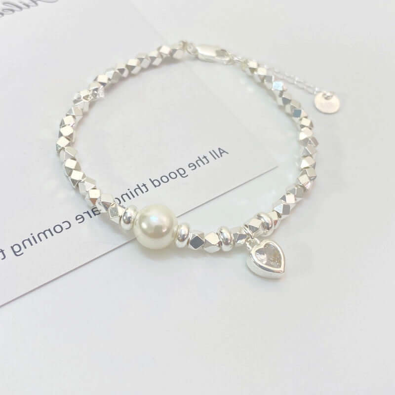 Broken Silver Heart Bracelet Women's Fashionable Elegant Pearl - Taper Supplies