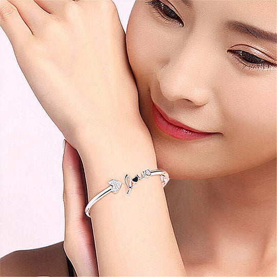 Heart-shaped Full Of Diamond Bracelet Silver Plated Love - Taper Supplies