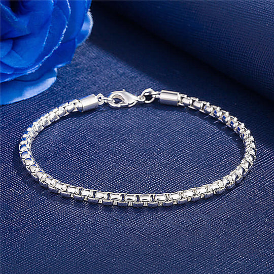 925 Silver Plated Fashion Round Box Bracelet - Taper Supplies