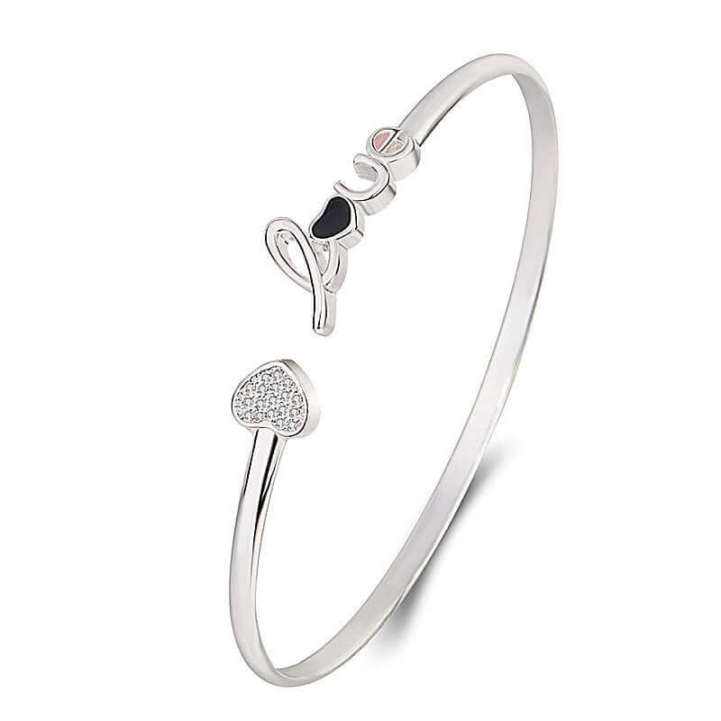 Heart-shaped Full Of Diamond Bracelet Silver Plated Love - Taper Supplies