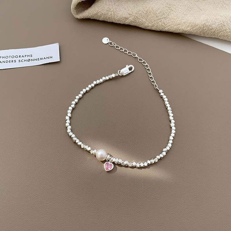 Broken Silver Heart Bracelet Women's Fashionable Elegant Pearl - Taper Supplies