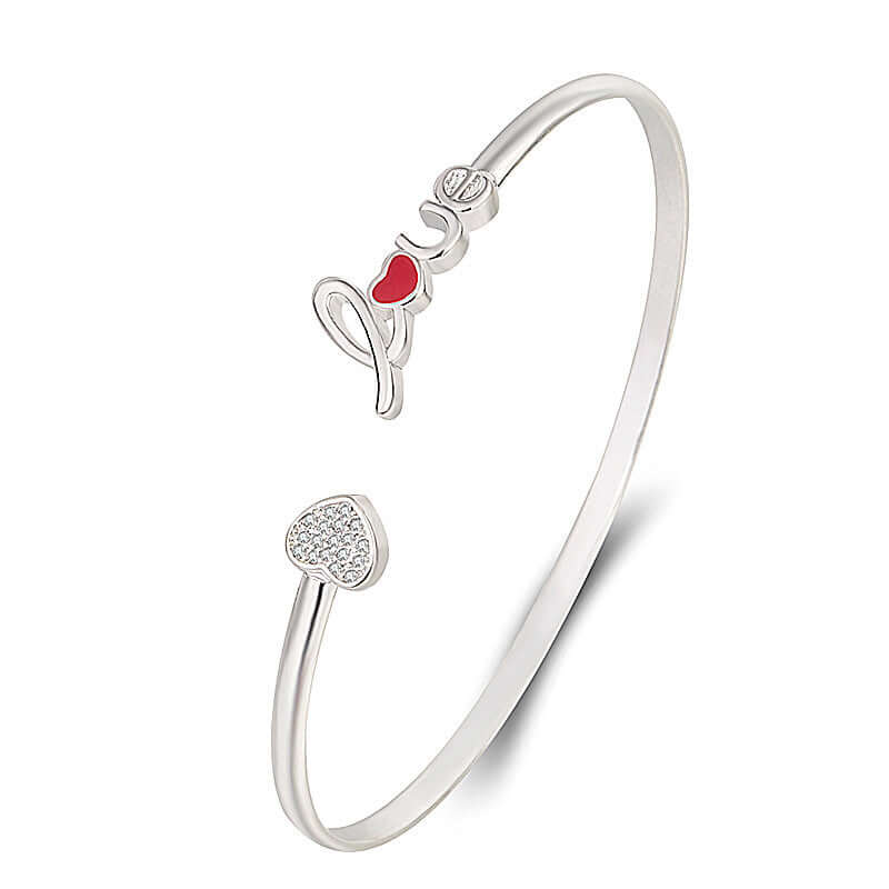 Heart-shaped Full Of Diamond Bracelet Silver Plated Love - Taper Supplies