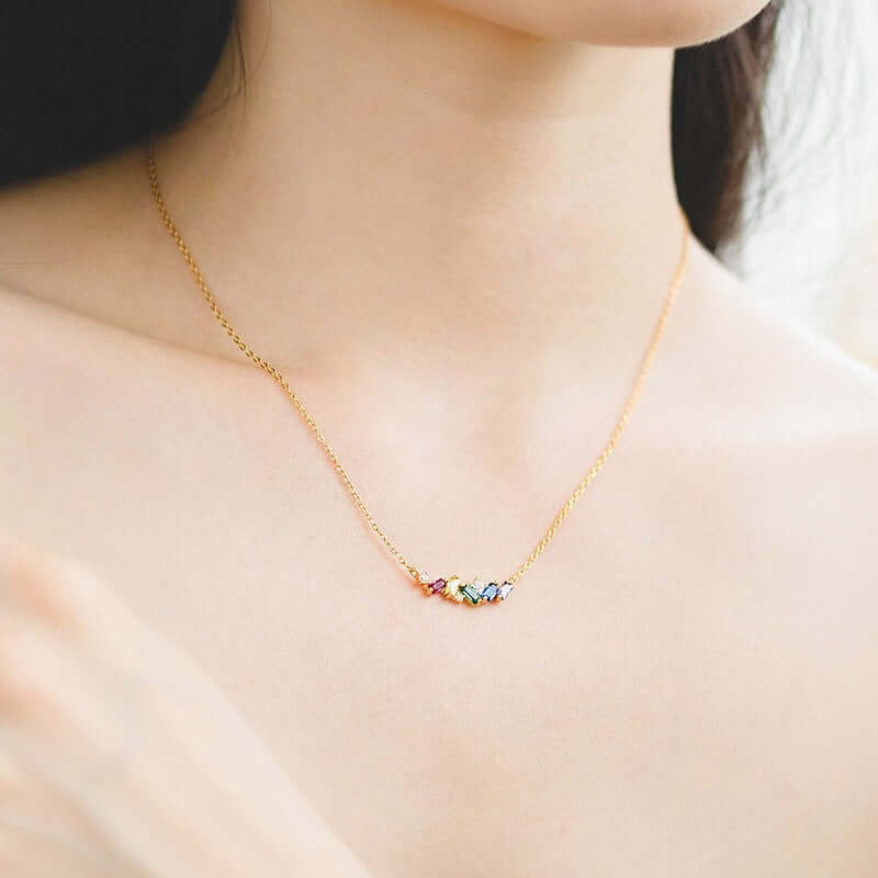 Luxury Rainbow Candy 925 Silver Necklace