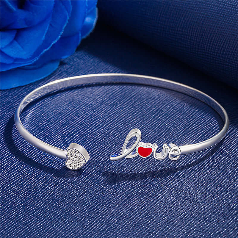 Heart-shaped Full Of Diamond Bracelet Silver Plated Love - Taper Supplies