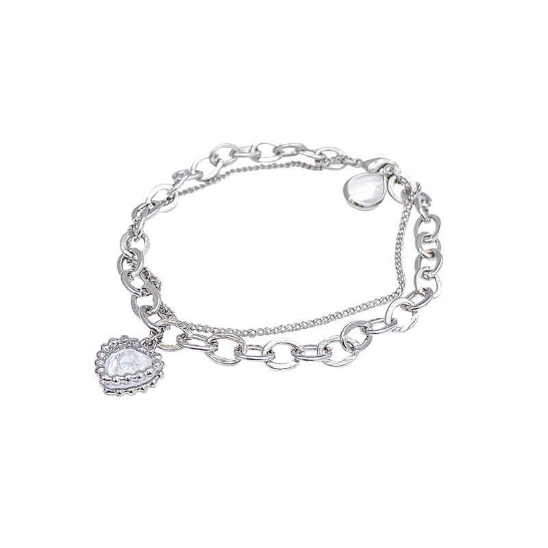 Double Layer Twin Chain Heart Bracelet Women - Taper Supplies