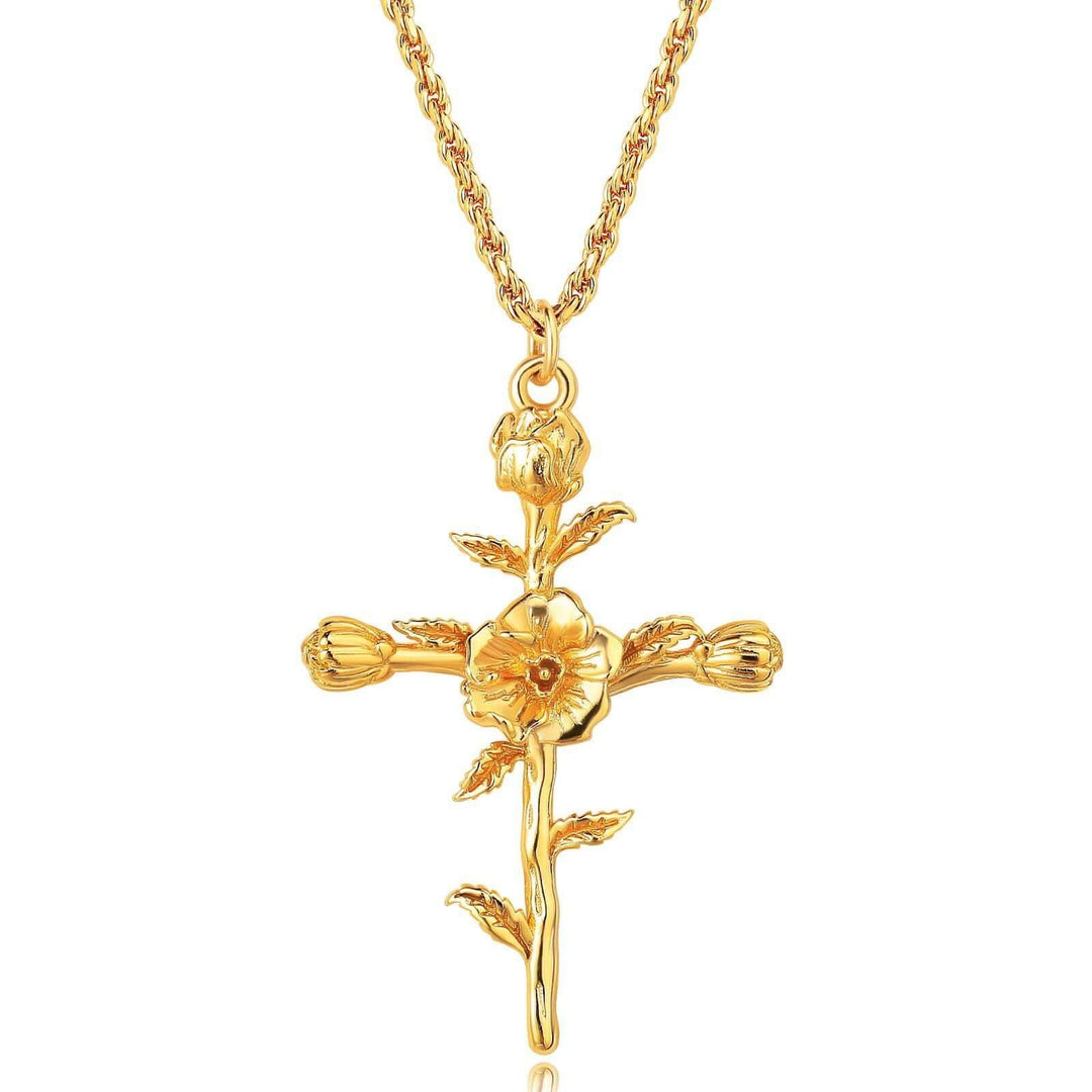 December Flower Necklace Cross Necklace - Taper Supplies