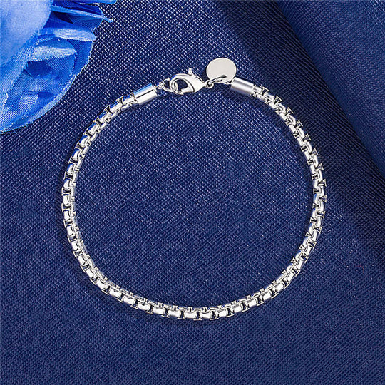 925 Silver Plated Fashion Round Box Bracelet - Taper Supplies