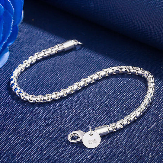 925 Silver Plated Fashion Round Box Bracelet - Taper Supplies