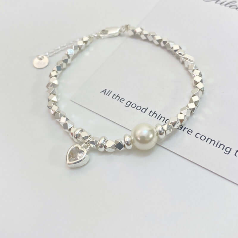 Broken Silver Heart Bracelet Women's Fashionable Elegant Pearl - Taper Supplies