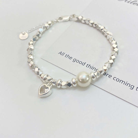 Broken Silver Heart Bracelet Women's Fashionable Elegant Pearl - Taper Supplies