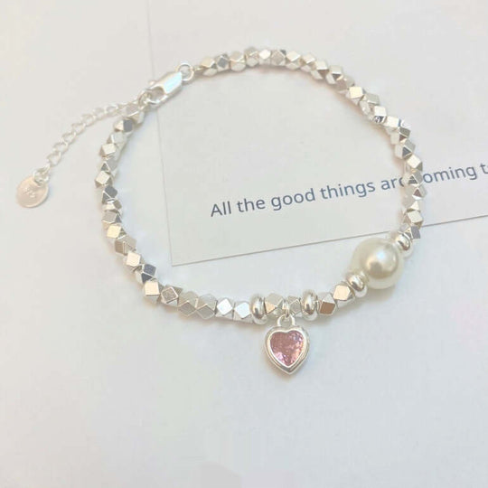 Broken Silver Heart Bracelet Women's Fashionable Elegant Pearl - Taper Supplies