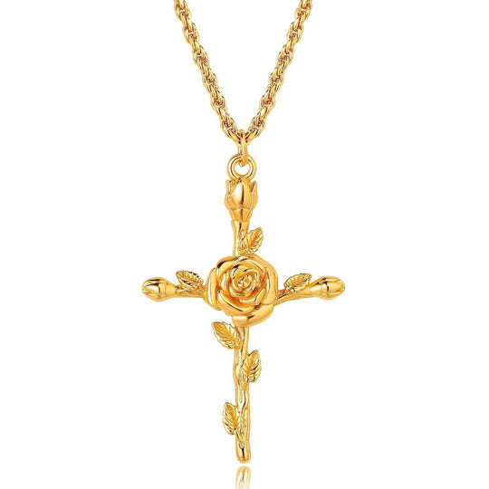 December Flower Necklace Cross Necklace - Taper Supplies