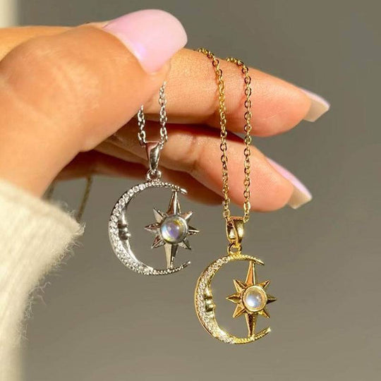 Fashion Moon Star Zircon Pendant Necklace - Taper Supplies