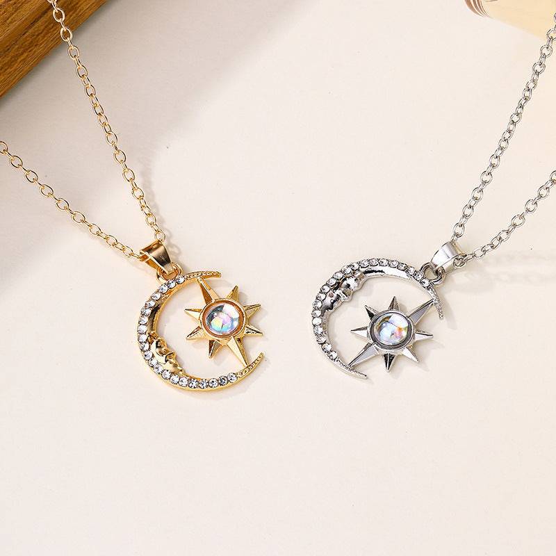 Fashion Moon Star Zircon Pendant Necklace - Taper Supplies