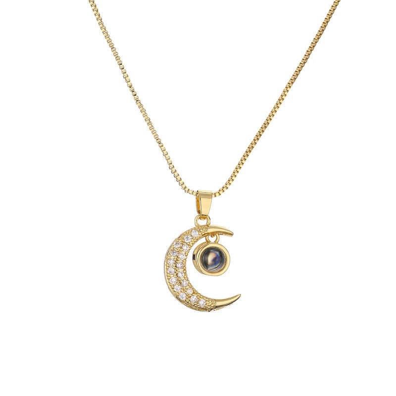 Light Luxury Zircon Moon Pendant Necklace - Taper Supplies