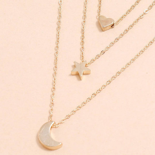 Shang Multi-layer Star Moon Love Pendant Necklace - Taper Supplies